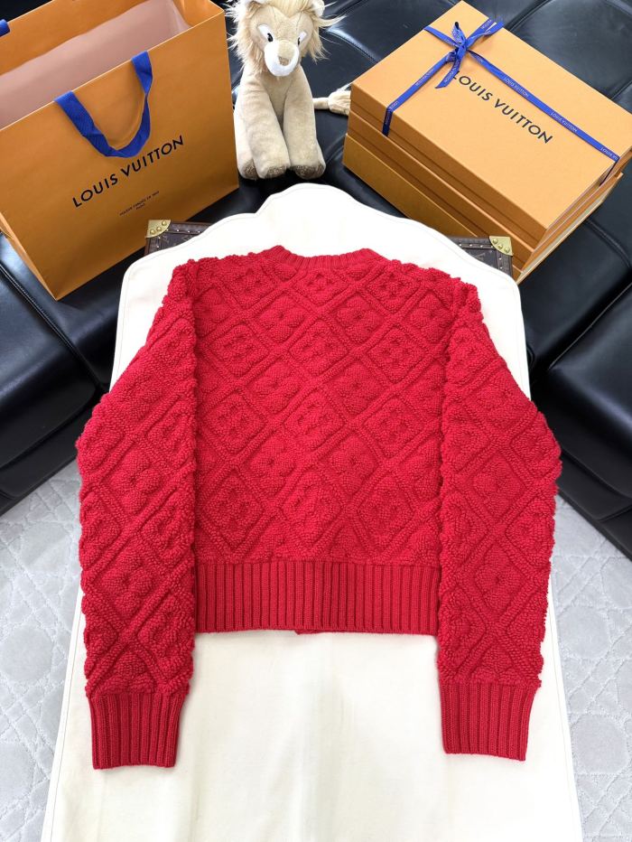 NIGO Louis Vuitton Women's Spring And Autumn Solid Color Single Breasted Ribbed Round Neck Long Sleeved Single-breasted Wool Cardigan Jacket Sweater Drawstring Mid Waist Casual Skirt Suit Set #nigo74753
