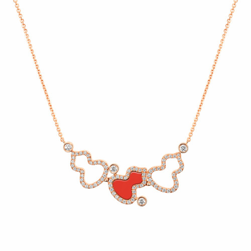 NIGO Qeelin Wulu Women's Rose Gold Classic Gourd Shape Necklace Jewelry with Diamonds #nigo74755