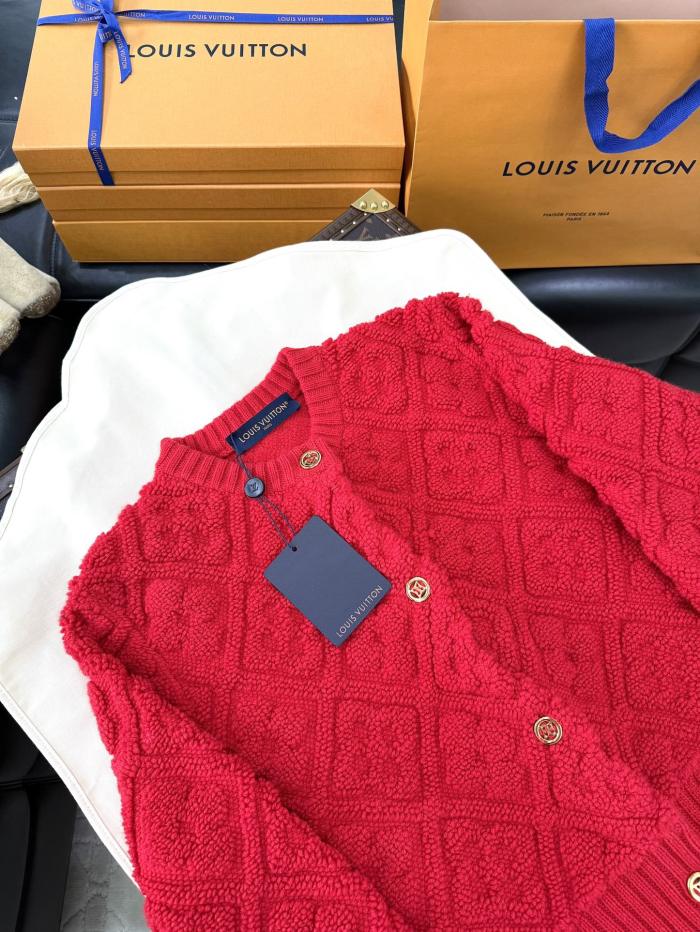 NIGO Louis Vuitton Women's Spring And Autumn Solid Color Single Breasted Ribbed Round Neck Long Sleeved Single-breasted Wool Cardigan Jacket Sweater Drawstring Mid Waist Casual Skirt Suit Set #nigo74753