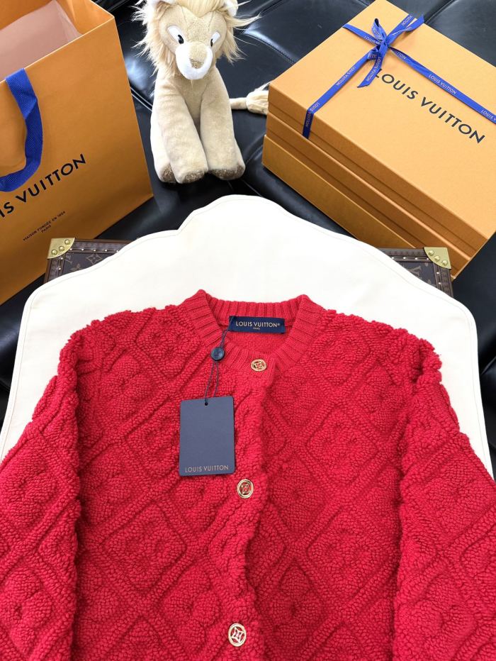 NIGO Louis Vuitton Women's Spring And Autumn Solid Color Single Breasted Ribbed Round Neck Long Sleeved Single-breasted Wool Cardigan Jacket Sweater Drawstring Mid Waist Casual Skirt Suit Set #nigo74753