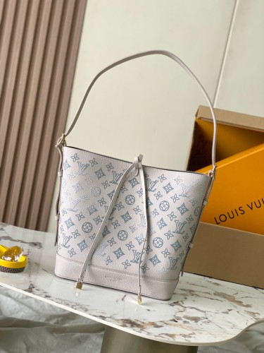 NIGO Louis Vuitton Women's Solid Color Monogram Logo Adjustable Shoulder Strap Leather Tote Shoulder Bag Bags #nigo74752