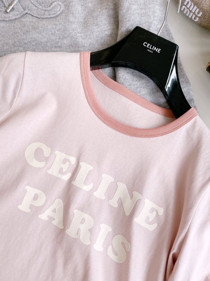 NIGO Celine Women's Summer Logo Letter Print Round Neck Cotton Short Sleeve T-Shirt #nigo74774