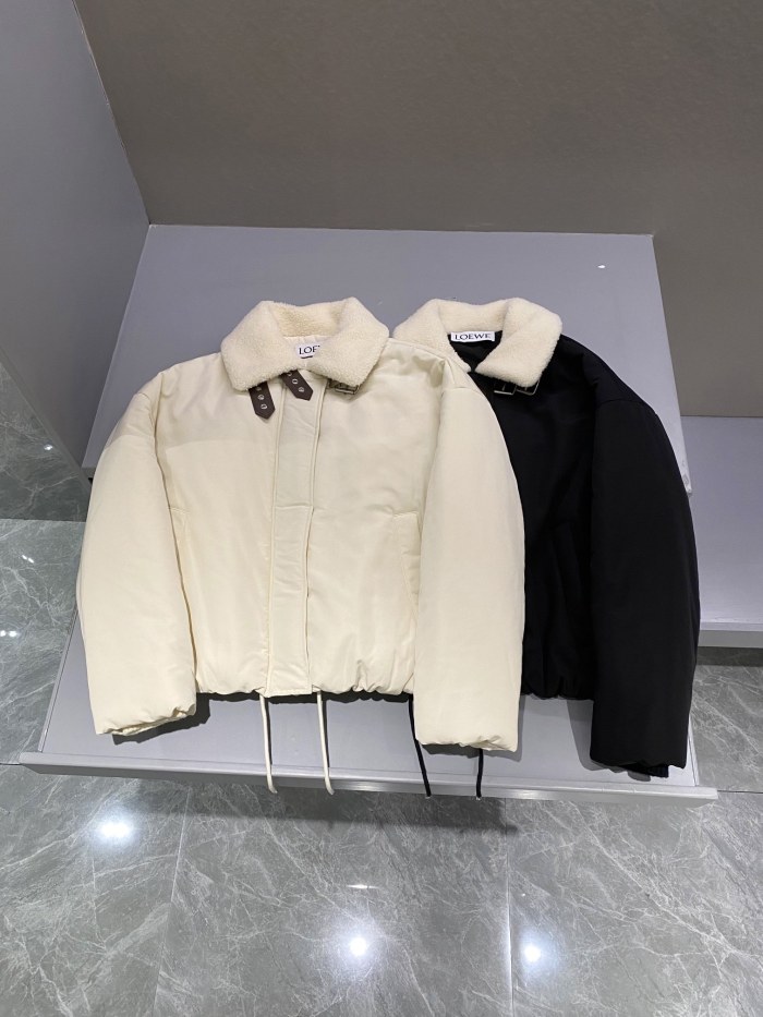 NIGO Loewe Women's Autumn and Winter Solid Color Detachable Shearling Collar Zipper Long Sleeve Jacket #nigo74767
