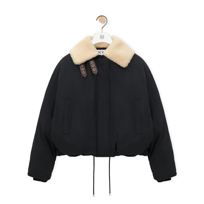 NIGO Loewe Women's Autumn and Winter Solid Color Detachable Shearling Collar Zipper Long Sleeve Jacket #nigo74767