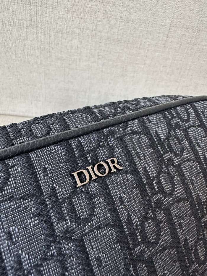 NIGO Dior Men's Black Embossed Pattern Magnetic Flap Leather Quilted Canvas Crossbody Saddle Bag Set of 3 #nigo74786