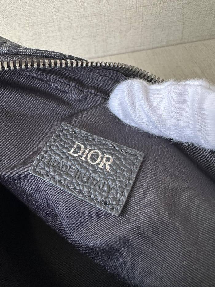 NIGO Dior Men's Black Embossed Pattern Magnetic Flap Leather Quilted Canvas Crossbody Saddle Bag Set of 3 #nigo74786