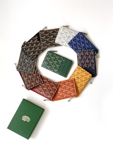 NIGO GOYARD Bourbon Men's and Women's Old Flower Full Print Zipper Closure Canvas Patchwork Leather Card Case Bag Bags #nigo74799
