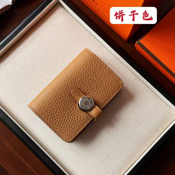 NIGO Hermes Dogon Women's Silver Buckle Togo Cowhide Solid Color Card Case Wallet Bag Bags #nigo74813