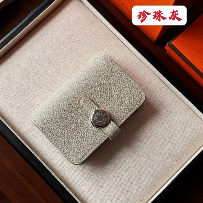 NIGO Hermes Dogon Women's Silver Buckle Togo Cowhide Solid Color Card Case Wallet Bag Bags #nigo74813