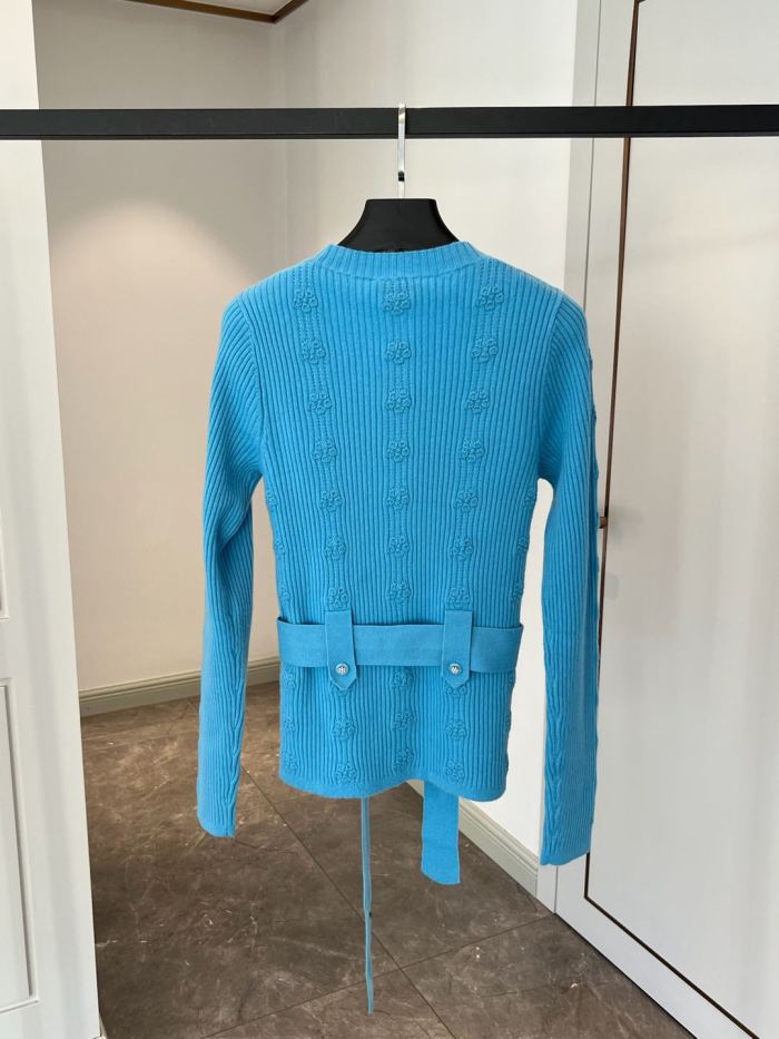 NIGO Chanel Women's Spring and Autumn Solid Color Double C Knitted Belt Sweater #nigo74816