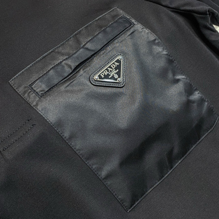 NIGO Prada Men's Summer Black Triangle Label Pocket Polo Neck Cotton Short Sleeve T-Shirt #nigo74815