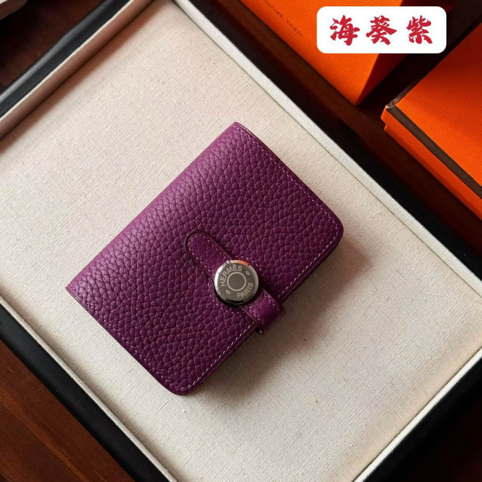 NIGO Hermes Dogon Women's Silver Buckle Togo Cowhide Solid Color Card Case Wallet Bag Bags #nigo74813