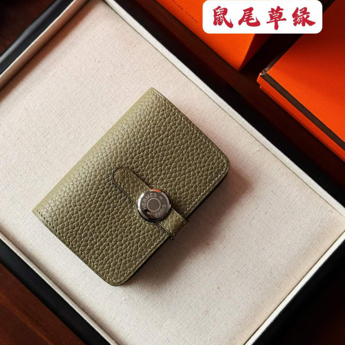 NIGO Hermes Dogon Women's Silver Buckle Togo Cowhide Solid Color Card Case Wallet Bag Bags #nigo74813