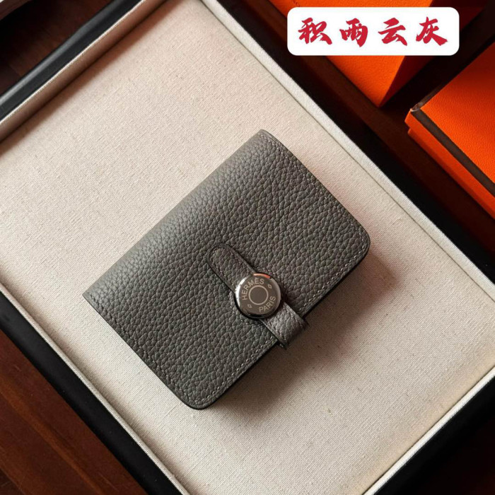 NIGO Hermes Dogon Women's Silver Buckle Togo Cowhide Solid Color Card Case Wallet Bag Bags #nigo74813
