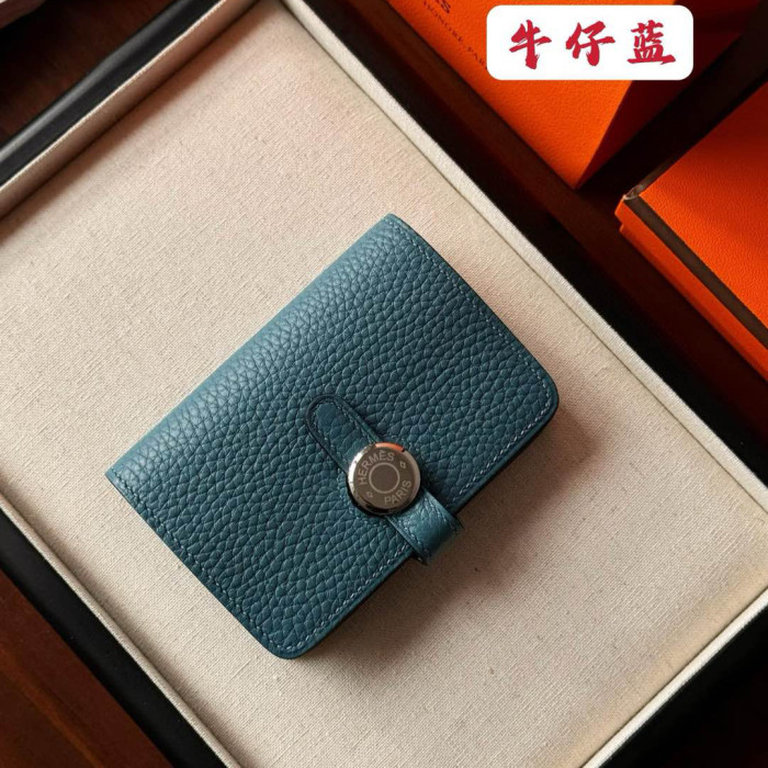 NIGO Hermes Dogon Women's Silver Buckle Togo Cowhide Solid Color Card Case Wallet Bag Bags #nigo74813