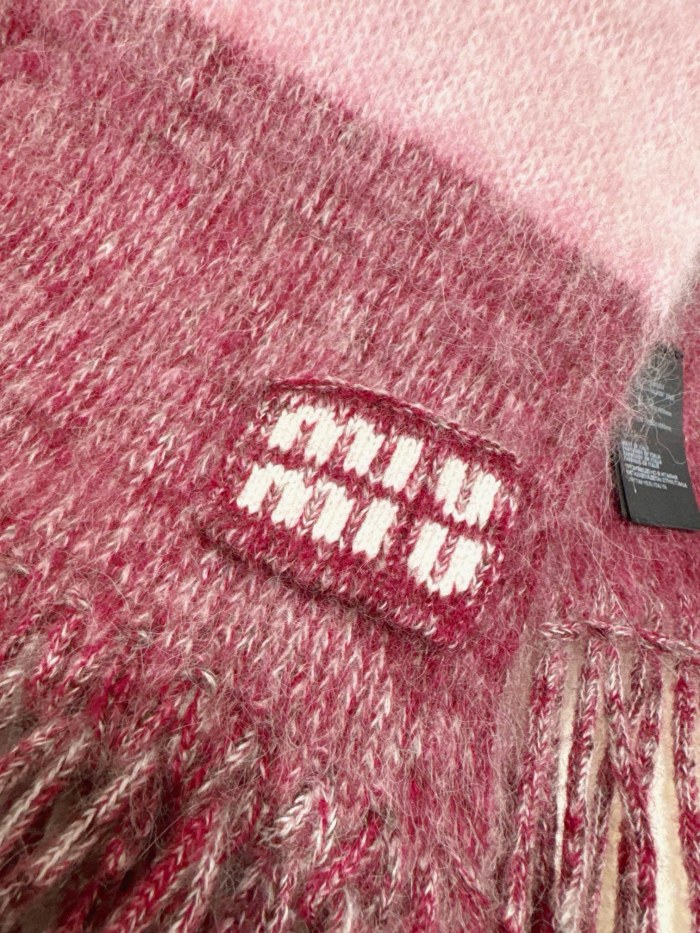 NIGO MiuMiu Women's Fall/Winter Colorblocked Mohair Fringe Scarf #nigo73994