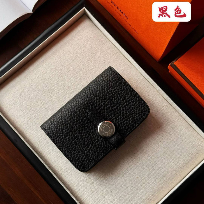 NIGO Hermes Dogon Women's Silver Buckle Togo Cowhide Solid Color Card Case Wallet Bag Bags #nigo74813