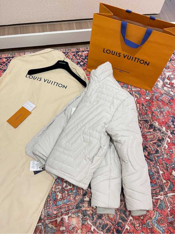 NIGO Louis Vuitton Men's Autumn and Winter Solid Color Standing Collar Quilted Drawstring Letter Embroidered Zipper Long Sleeve Jacket #nigo74796
