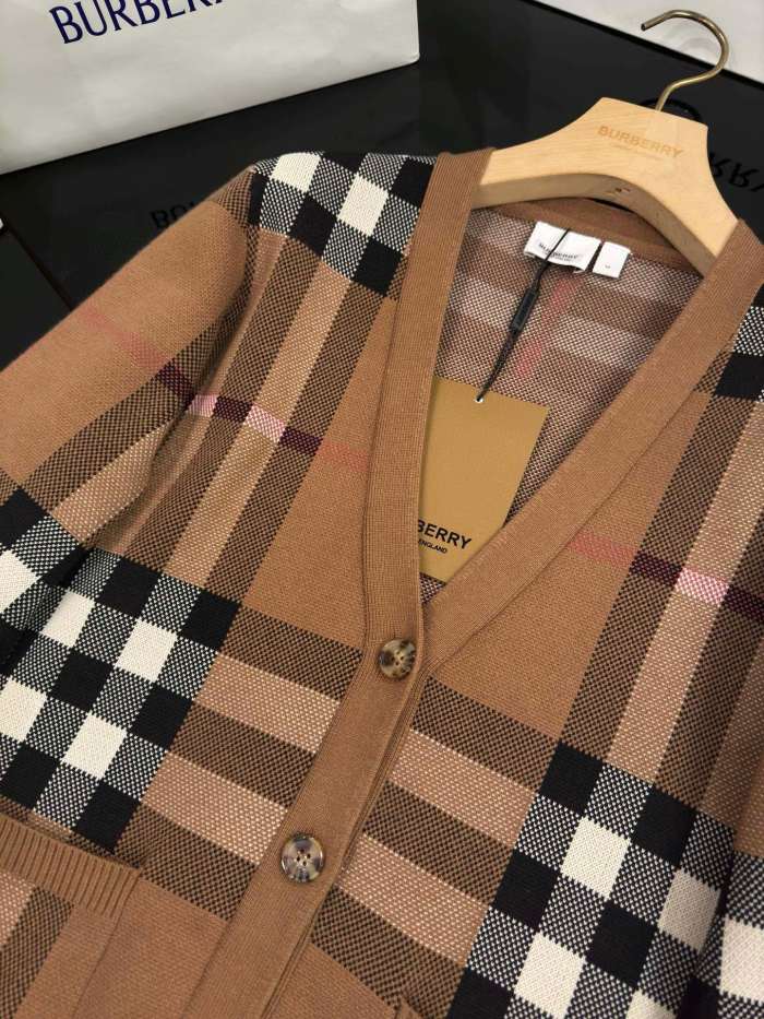 NIGO Burberry Men's Spring And Fall Plaid Print Wool Blend Single Breasted V-neck Long Sleeved Knit Cardigan Jacket #nigo74819