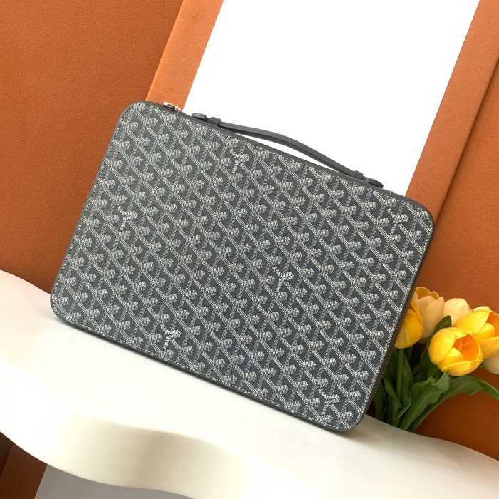 NIGO GOYARD Companion Men's Solid Color Old Flower Full Print Zipper Closure Canvas Spell Calfskin Business Bag Briefcase Bags #nigo74812
