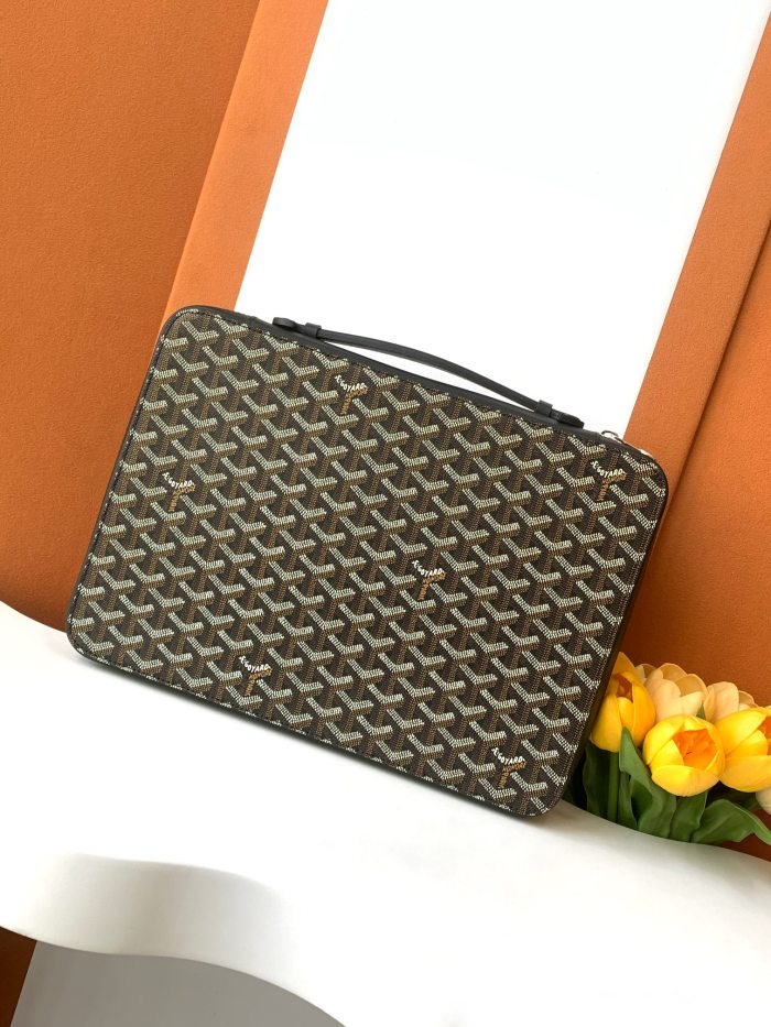 NIGO GOYARD Companion Men's Solid Color Old Flower Full Print Zipper Closure Canvas Spell Calfskin Business Bag Briefcase Bags #nigo74812