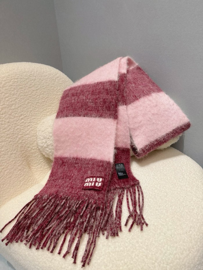 NIGO MiuMiu Women's Fall/Winter Colorblocked Mohair Fringe Scarf #nigo73994