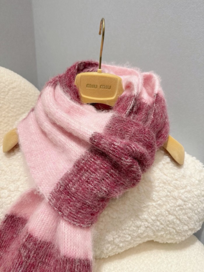 NIGO MiuMiu Women's Fall/Winter Colorblocked Mohair Fringe Scarf #nigo73994