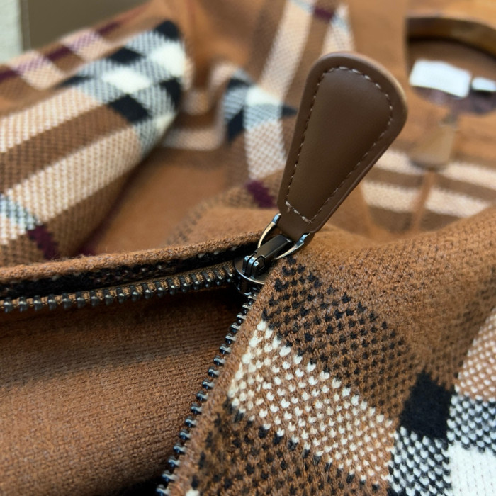 NIGO Burberry Men's Check Jacquard Wool Cashmere Knit Zipper Long Sleeve Jacket #nigo74818