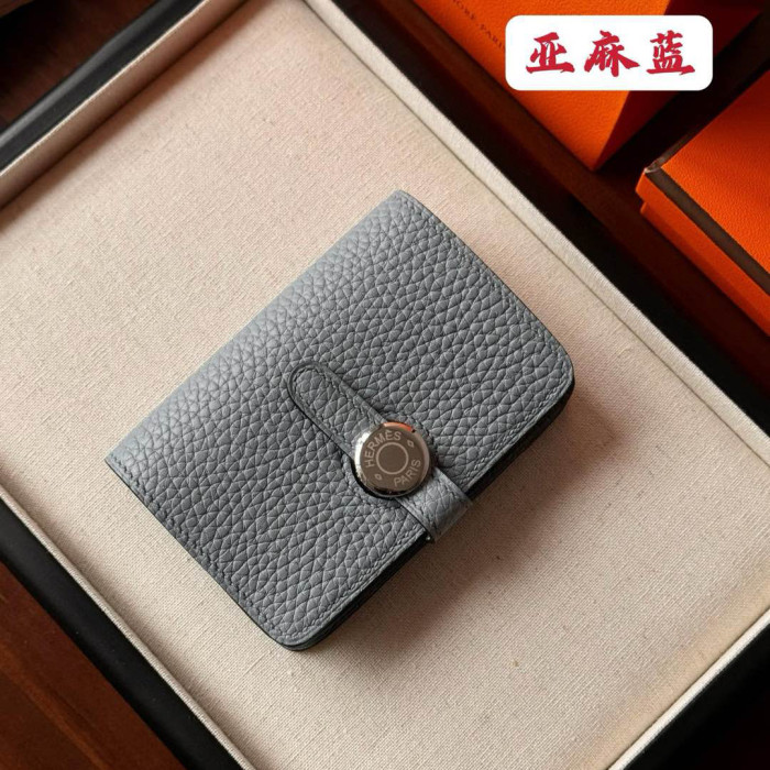 NIGO Hermes Dogon Women's Silver Buckle Togo Cowhide Solid Color Card Case Wallet Bag Bags #nigo74813