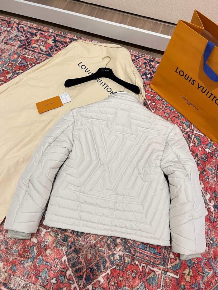NIGO Louis Vuitton Men's Autumn and Winter Solid Color Standing Collar Quilted Drawstring Letter Embroidered Zipper Long Sleeve Jacket #nigo74796