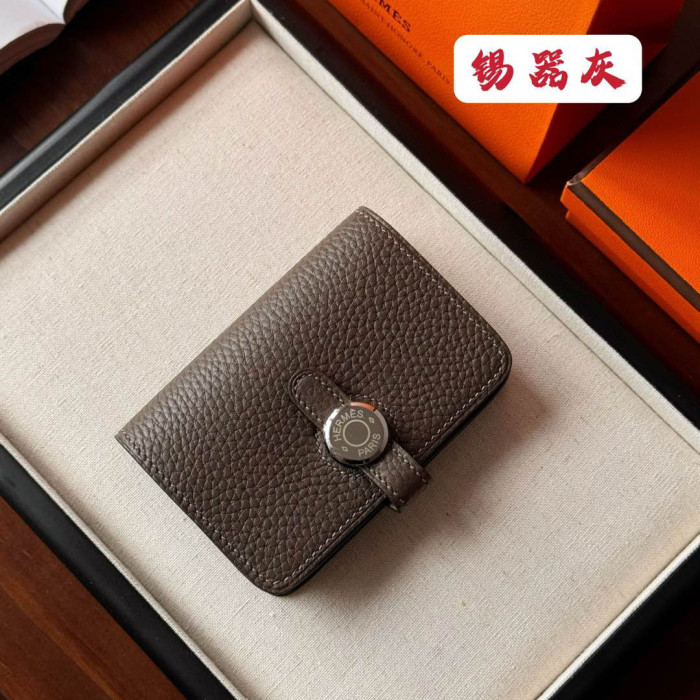 NIGO Hermes Dogon Women's Silver Buckle Togo Cowhide Solid Color Card Case Wallet Bag Bags #nigo74813