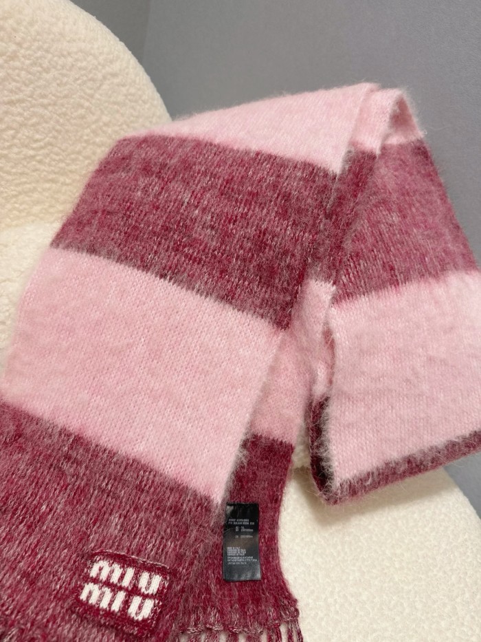 NIGO MiuMiu Women's Fall/Winter Colorblocked Mohair Fringe Scarf #nigo73994