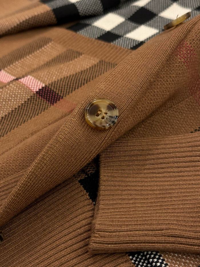 NIGO Burberry Men's Spring And Fall Plaid Print Wool Blend Single Breasted V-neck Long Sleeved Knit Cardigan Jacket #nigo74819