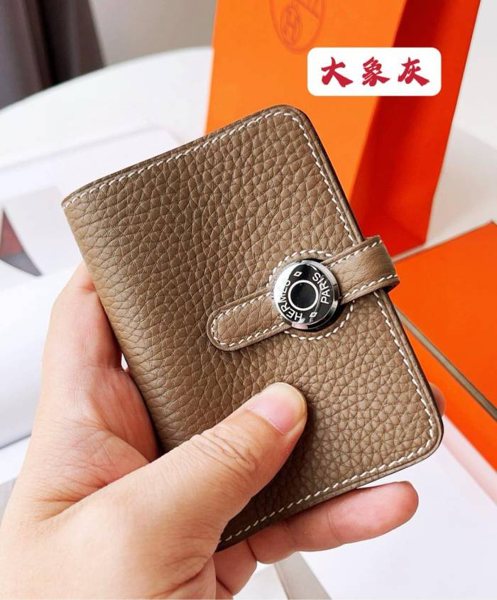NIGO Hermes Dogon Women's Silver Buckle Togo Cowhide Solid Color Card Case Wallet Bag Bags #nigo74813