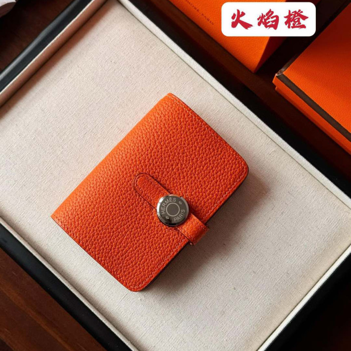 NIGO Hermes Dogon Women's Silver Buckle Togo Cowhide Solid Color Card Case Wallet Bag Bags #nigo74813