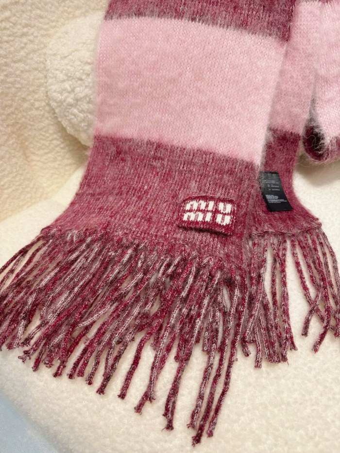 NIGO MiuMiu Women's Fall/Winter Colorblocked Mohair Fringe Scarf #nigo73994