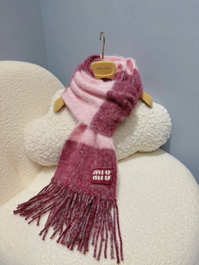 NIGO MiuMiu Women's Fall/Winter Colorblocked Mohair Fringe Scarf #nigo73994