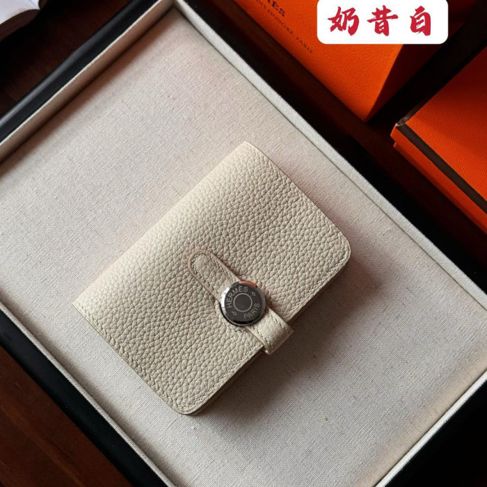 NIGO Hermes Dogon Women's Silver Buckle Togo Cowhide Solid Color Card Case Wallet Bag Bags #nigo74813