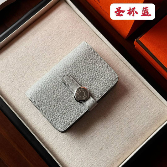 NIGO Hermes Dogon Women's Silver Buckle Togo Cowhide Solid Color Card Case Wallet Bag Bags #nigo74813