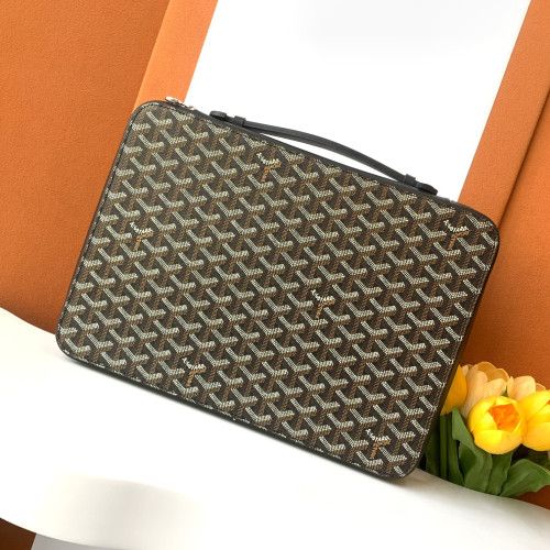 NIGO GOYARD Companion Men's Solid Color Old Flower Full Print Zipper Closure Canvas Spell Calfskin Business Bag Briefcase Bags #nigo74812