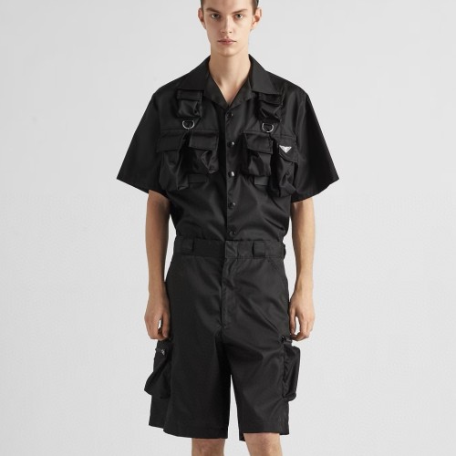 NIGO Prada Men's Summer Solid Colour Triangle Logo Nylon Casual Zip Up Shorts #nigo74838