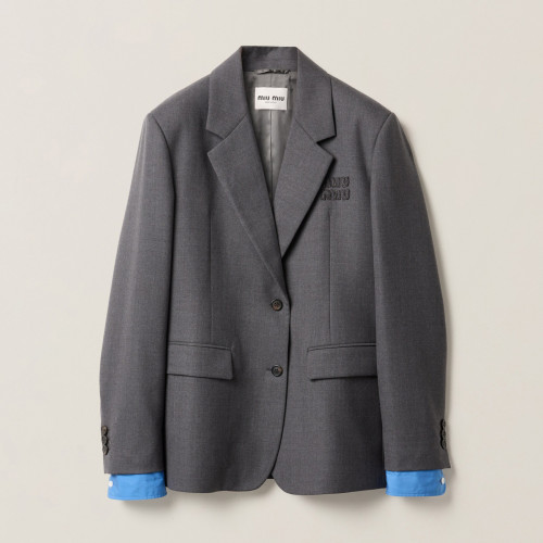 NIGO MiuMiu Women's Spring and Autumn Embroidered Letter Logo Single Breasted Waldorf Tweed Single Breasted Long Sleeve Jacket #nigo74829