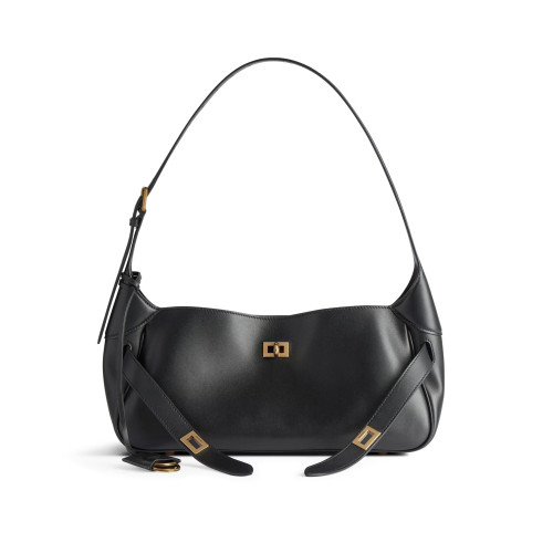 NIGO Balenciaga Women's Black BEL AIR Small Shoulder Bag Adjustable Strap Leather Handbag Bags 8106802ABAV1000 Ngvp #nigo9833