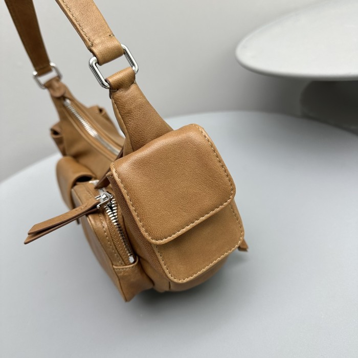 NIGO MiuMiu Women's Embossed Engraved Logo Zipper Closure Solid Color Soft Leather Biker Bag Armpit Bags Shoulder Handbag #nigo74852