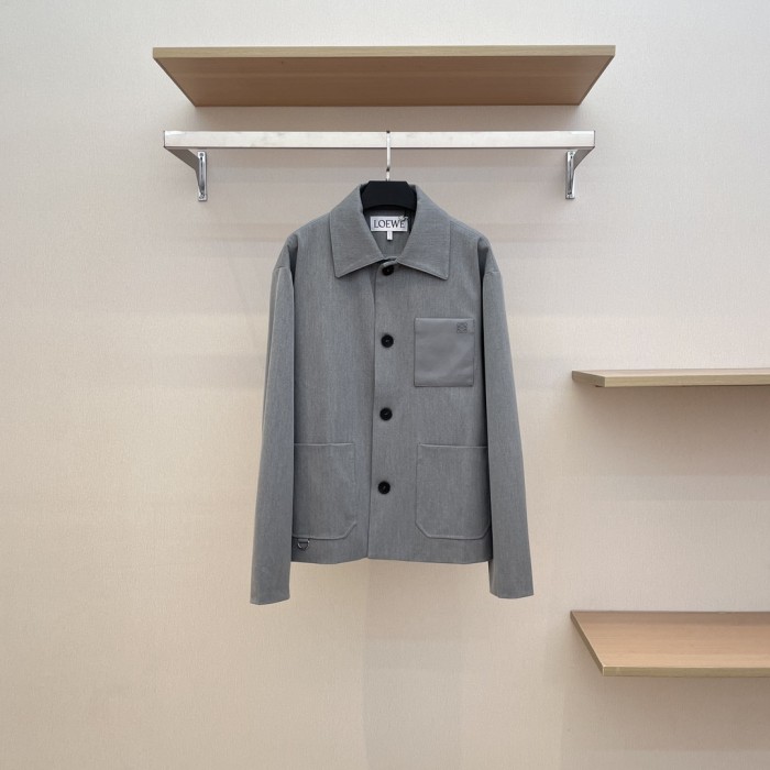 NIGO Loewe Men's Autumn And Winter Wool Work Jacket Solid Colour Pockets Loose Fit Lapel Single-breasted Fashion Casual Jacket﻿  #nigo71842