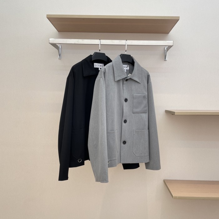 NIGO Loewe Men's Autumn And Winter Wool Work Jacket Solid Colour Pockets Loose Fit Lapel Single-breasted Fashion Casual Jacket﻿  #nigo71842