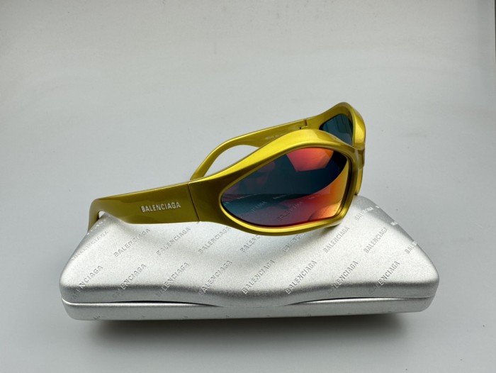 NIGO Balenciaga Women's Yellow Letter Logo Bio-Based Injection Molded Nylon Irregular Shape Sunglasses Eyeglasses Glasses #nigo74877