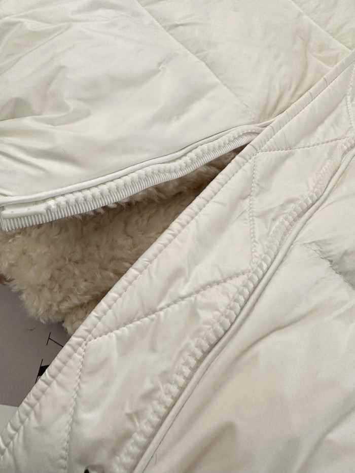 NIGO Moncler Women's Autumn and Winter Solid Color Lapel Zipper Lamb's Wool Reversible Long Sleeve Puffer Down Jacket #nigo74858