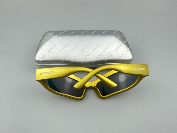 NIGO Balenciaga Women's Yellow Letter Logo Bio-Based Injection Molded Nylon Irregular Shape Sunglasses Eyeglasses Glasses #nigo74877