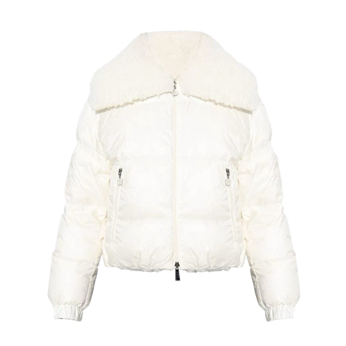 NIGO Moncler Women's Autumn and Winter Solid Color Lapel Zipper Lamb's Wool Reversible Long Sleeve Puffer Down Jacket #nigo74858
